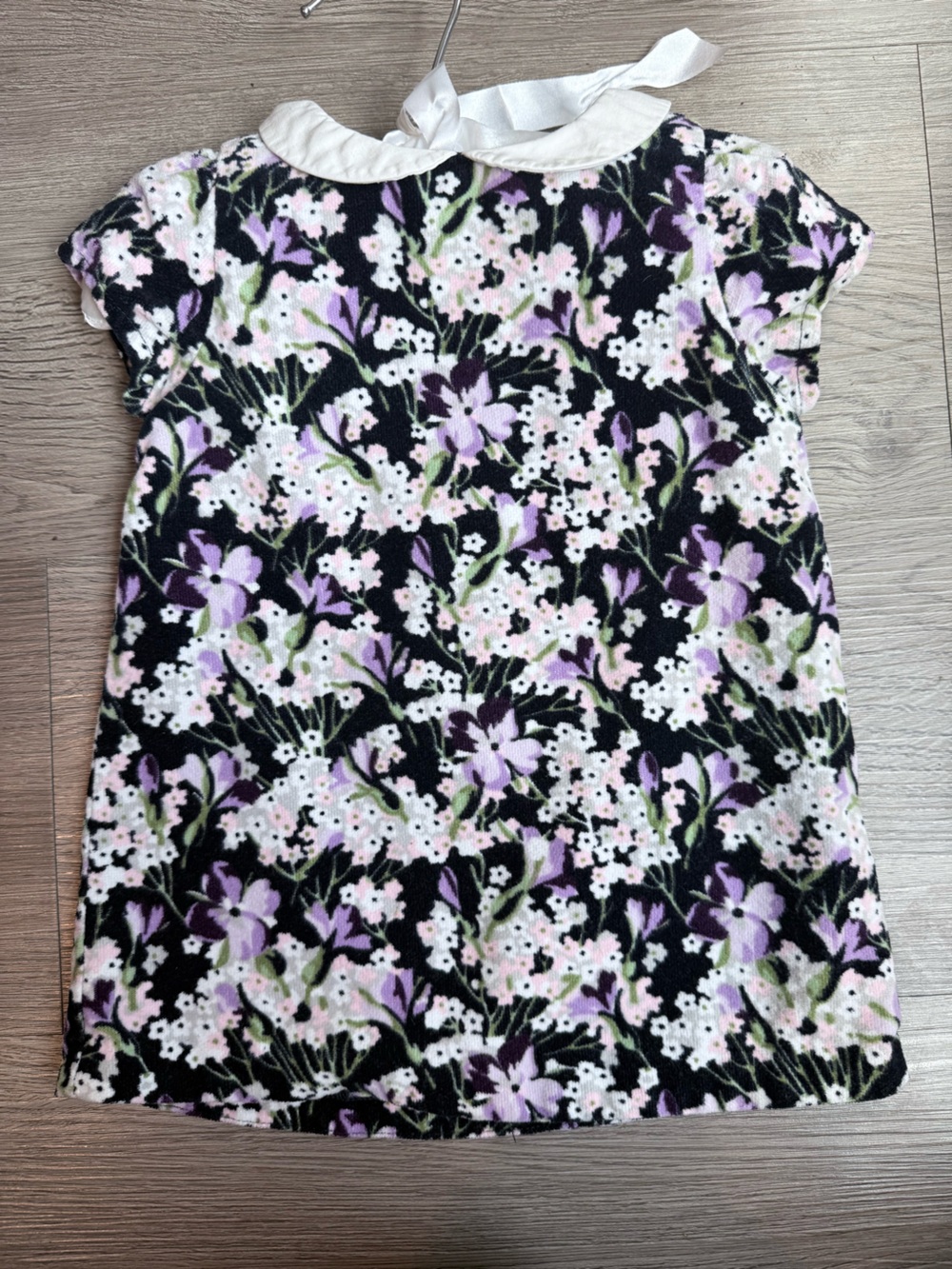 Janie and Jack Black Floral Knit Top with Lavender Blooms